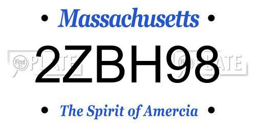 2ZBH98 Massachusetts License Plate