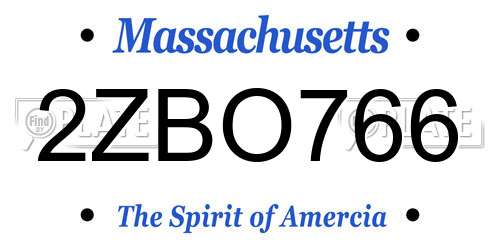 2ZBO766 Massachusetts License Plate