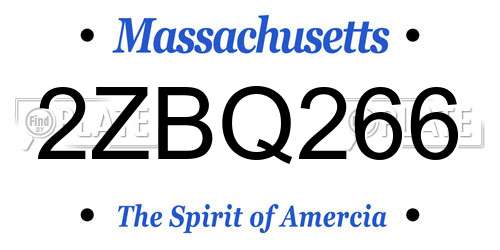 2ZBQ266 Massachusetts License Plate