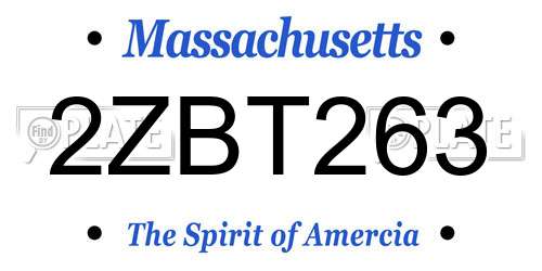 2ZBT263 Massachusetts License Plate