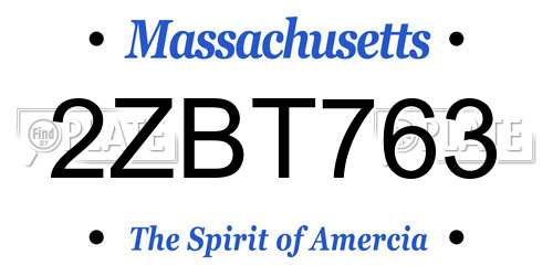 2ZBT763 Massachusetts License Plate