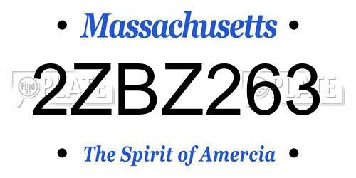 2ZBZ263 Massachusetts License Plate