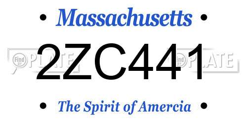 2ZC441 Massachusetts License Plate