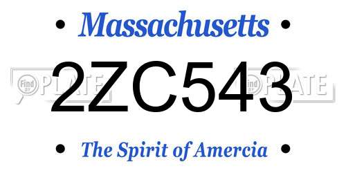 2ZC543 Massachusetts License Plate