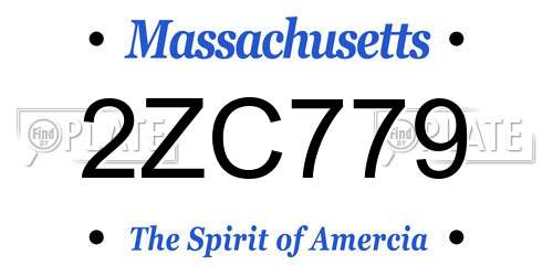 2ZC779 Massachusetts License Plate