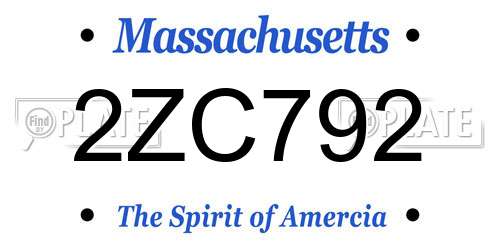 2ZC792 Massachusetts License Plate