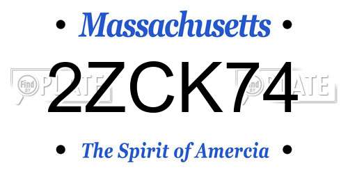 2ZCK74 Massachusetts License Plate