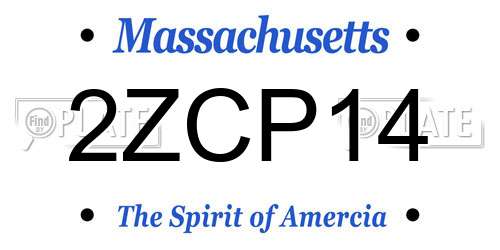 2ZCP14 Massachusetts License Plate