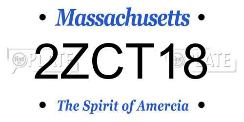 2ZCT18 Massachusetts License Plate