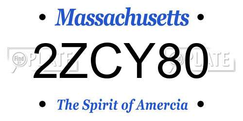 2ZCY80 Massachusetts License Plate