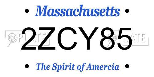 2ZCY85 Massachusetts License Plate