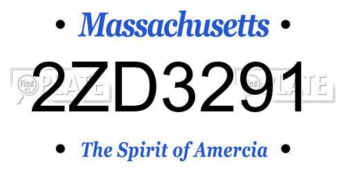 2ZD3291 Massachusetts License Plate