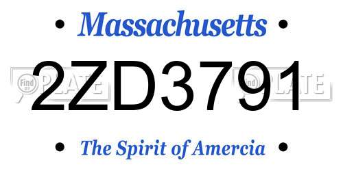 2ZD3791 Massachusetts License Plate