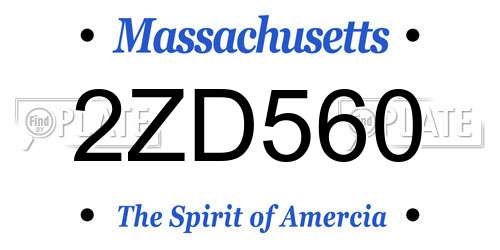2ZD560 Massachusetts License Plate