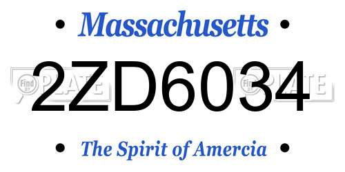 2ZD6034 Massachusetts License Plate