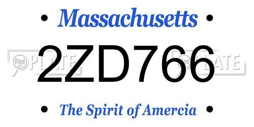 2ZD766 Massachusetts License Plate