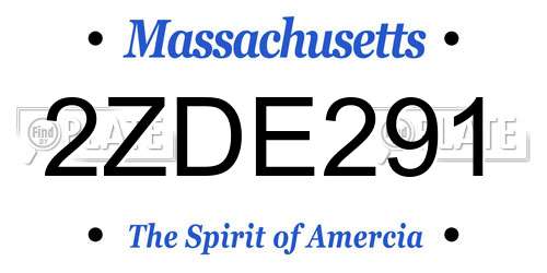 2ZDE291 Massachusetts License Plate