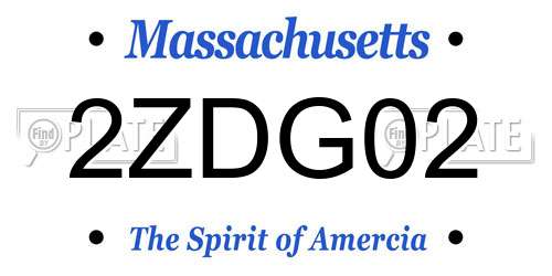 2ZDG02 Massachusetts License Plate