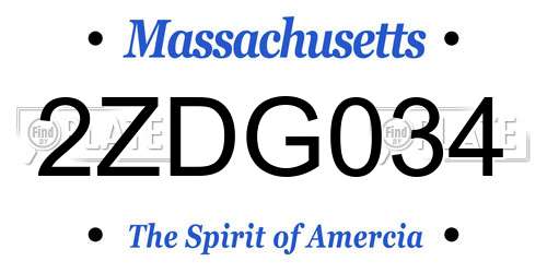 2ZDG034 Massachusetts License Plate