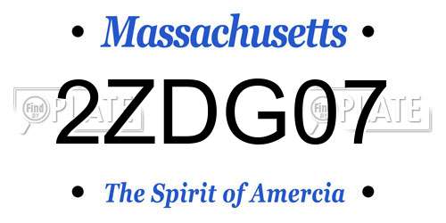 2ZDG07 Massachusetts License Plate