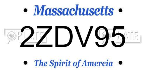 2ZDV95 Massachusetts License Plate