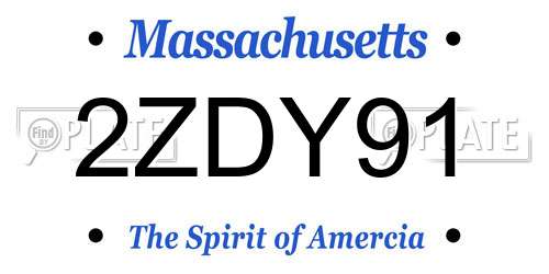 2ZDY91 Massachusetts License Plate