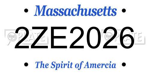 2ZE2026 Massachusetts License Plate