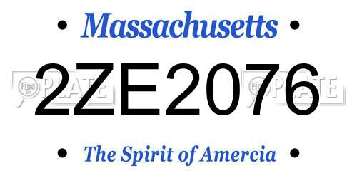 2ZE2076 Massachusetts License Plate