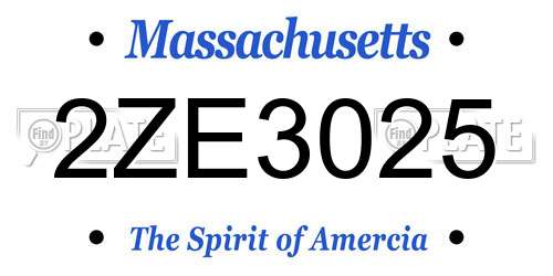 2ZE3025 Massachusetts License Plate