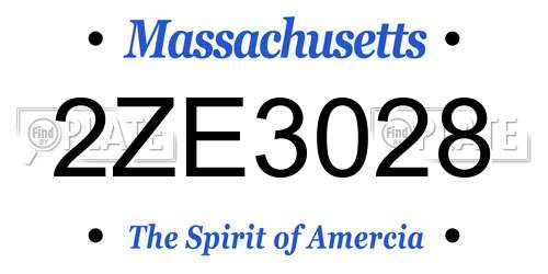 2ZE3028 Massachusetts License Plate
