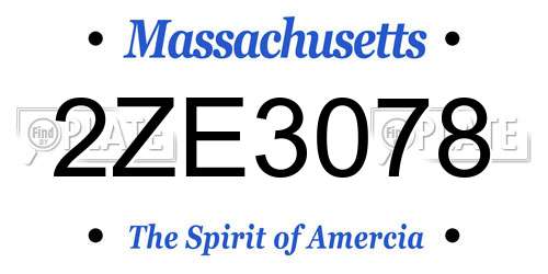 2ZE3078 Massachusetts License Plate