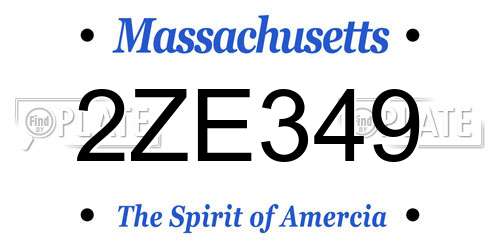 2ZE349 Massachusetts License Plate