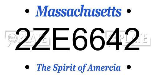 2ZE6642 Massachusetts License Plate