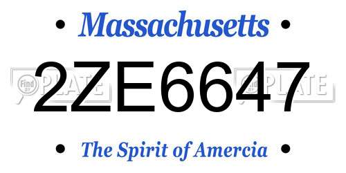2ZE6647 Massachusetts License Plate