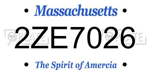 2ZE7026 Massachusetts License Plate