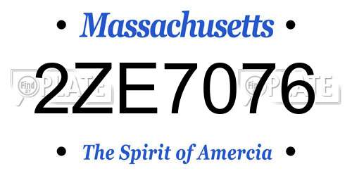 2ZE7076 Massachusetts License Plate