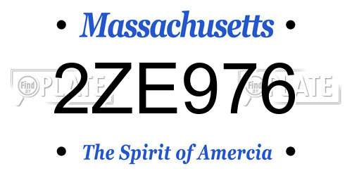 2ZE976 Massachusetts License Plate