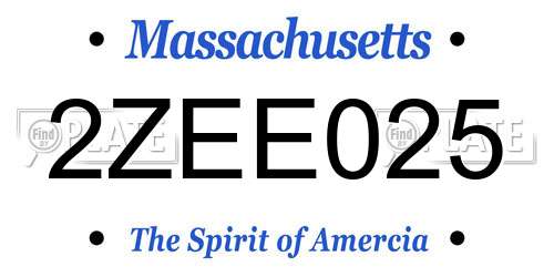 2ZEE025 Massachusetts License Plate