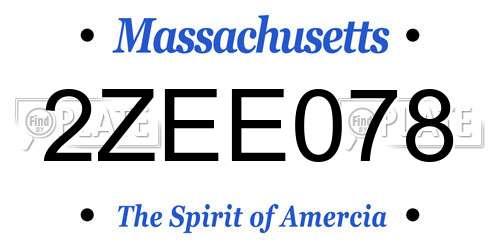 2ZEE078 Massachusetts License Plate