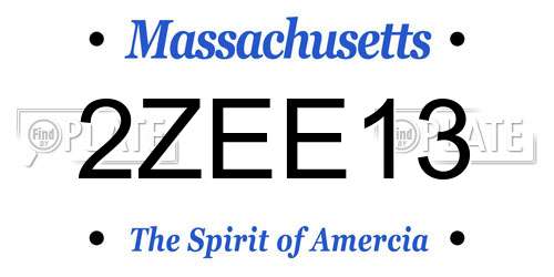 2ZEE13 Massachusetts License Plate