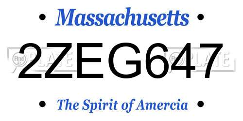 2ZEG647 Massachusetts License Plate