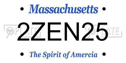 2ZEN25 Massachusetts License Plate