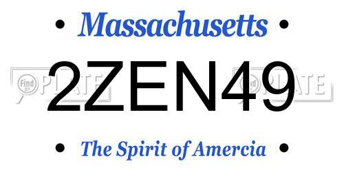2ZEN49 Massachusetts License Plate