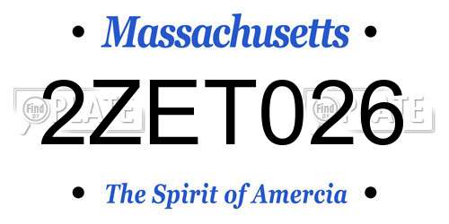 2ZET026 Massachusetts License Plate