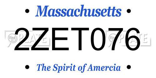 2ZET076 Massachusetts License Plate