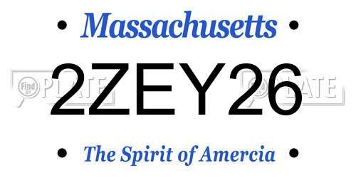 2ZEY26 Massachusetts License Plate