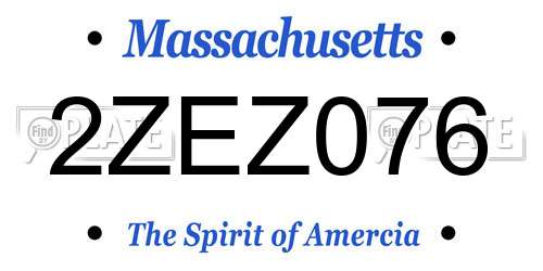 2ZEZ076 Massachusetts License Plate