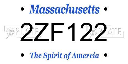 2ZF122 Massachusetts License Plate
