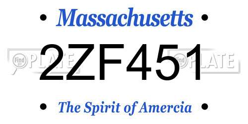 2ZF451 Massachusetts License Plate