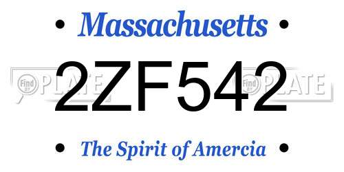 2ZF542 Massachusetts License Plate